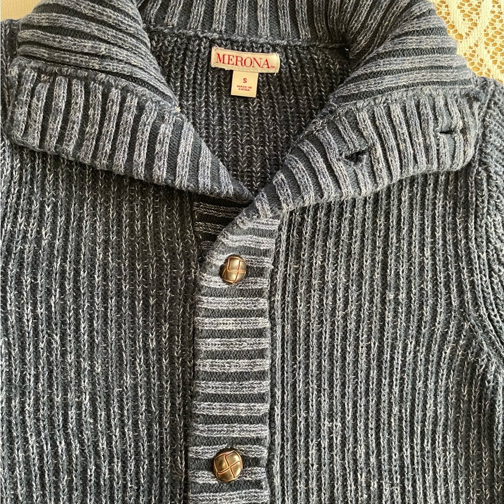 Merona Gray Ribbed Cardigan Sweater - Picture 9 of 14